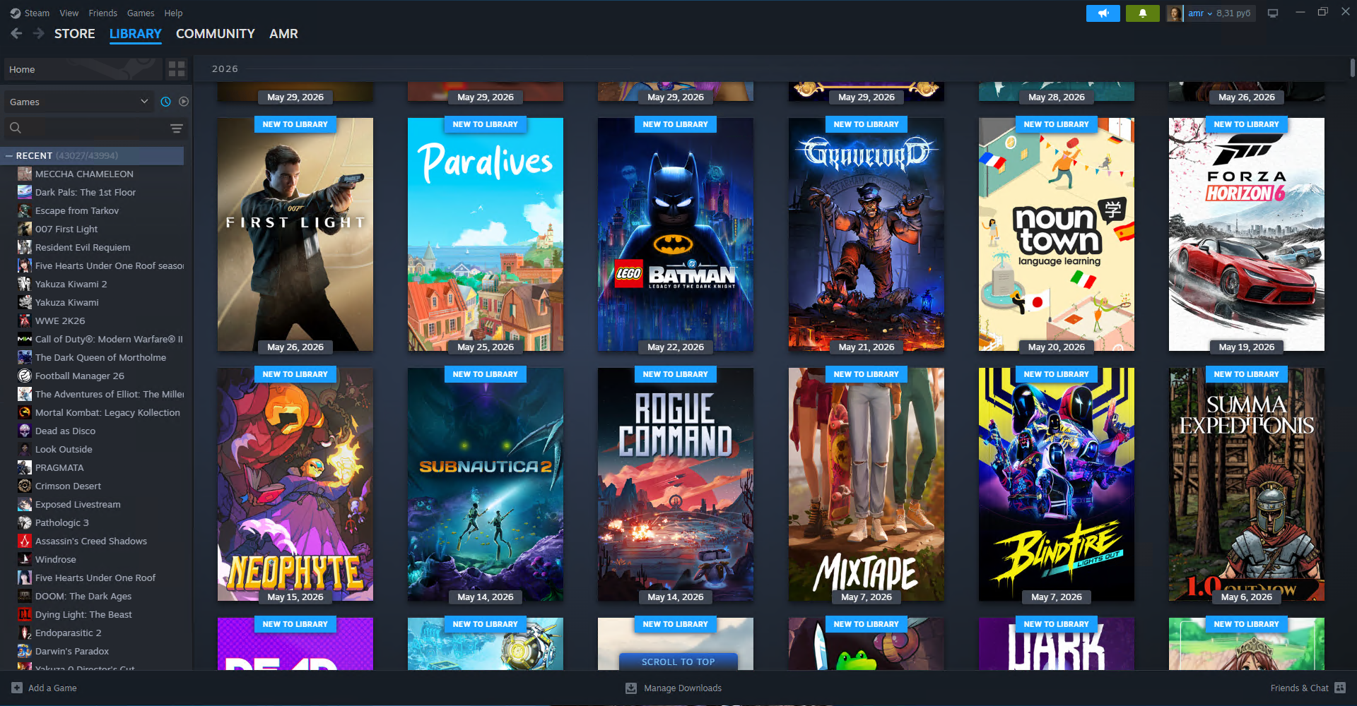Print real da biblioteca Steam com 43.027 jogos